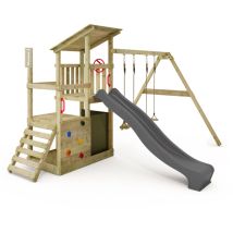 Torre Gioco Fruityforest Con Altalena E Scivolo, Torre Da Arrampicata Con Sabbiera, Scala E Accessori Da Gioco - Antracite - Fatmoose
