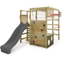 Klettergerüst Spielturm ActionArena mit Rutsche, Gartenspielgerät mit Leiter & Spiel-Zubehör – Anthrazit - Fatmoose