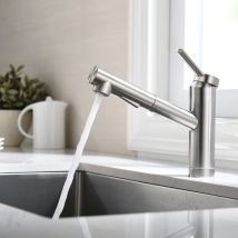 Robinet Cuisine avec Douchette Extractible, Mitigeur Cuisine avec 2 Modes de Jet, Robinet Évier Cuisine Pivotant à 120 °, Mitigeur Monocommande,