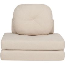 Fauteuil 1 Place Pliable Canapé-Lit d'Invité Moderne Minimaliste avec Coussins en Tissu Beige Olden