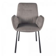Fauteuil semi artisanal en velours aje 59x57 gris