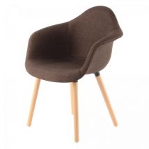 Fauteuil semi artisanal lot de 2 abi 64x62 brun