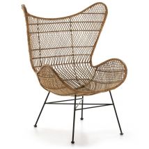Fijalo - Fauteuil 74x81x110 Métal Noir/Osier Naturel