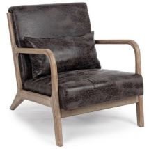 Fauteuil en similicuir avec coussin de style vintage