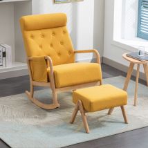 Dans Les Nuages - Fauteuil à bascule, avec repose pied, poche latérale, accoudoirs, dossier haut, cadre en bois massif, ergonomie, rocking chair