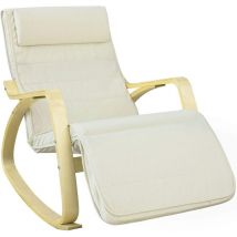 Sobuy - Fauteuil à Bascule Avec Repose-pied Réglable Design Rocking Chair Fauteuil Relax Bouleau Flexible (Beige) FST16-W