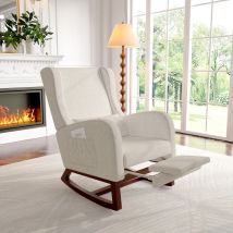 Blanketswarm - Fauteuil à bascule avec repose-pieds extractible, rocking chair avec 2 poches latérales, chaise a bascule avec Oreiller, Stickers