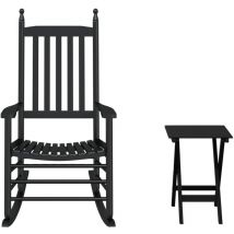 Décoshop26 - Fauteuil à bascule avec table pliable en en bois peuplier noir DEC028864