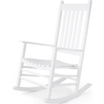 Fauteuil à bascule de Patio,Bois Chaise à Bascule,Chaise Longue à Bascule,Transat 6 x 63.5 x 115 cm(Blanc)