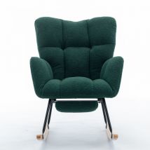 Liberté - Fauteuil à Bascule en tissu teddy, Rocking Chair Avec Repose-Pieds, Vert