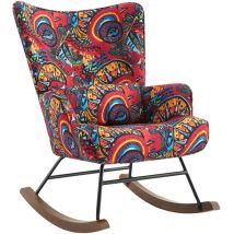 Homemiyn - Fauteuil à bascule en velours avec cadre en métal et base en bois pour un refuge de chambre apaisant