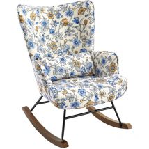 Homemiyn - Fauteuil à bascule en velours avec construction métallique et en bois pour une expérience de chambre confortable