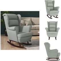 Fauteuil à bascule et pieds en bois d'hévéa Gris clair Velours - Fauteuil à Bascule - Fauteuil Relaxant - Fauteuil Confortable - Mobilier Intérieur