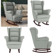 Vidaxl - Fauteuil à bascule et pieds en bois d'hévéa Gris clair Velours - Fauteuil à Bascule - Fauteuil Relaxant - Fauteuil Confortable - Mobilier