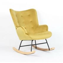 Zons - Fauteuil à bascule H92 velours jaune curry