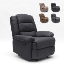 Le Roi Du Relax - Fauteuil relax inclinable avec repose-pieds en tissu Sofia - Noir