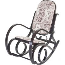 Fauteuil à bascule M41, rocking-chair en bois, Jacquard brun