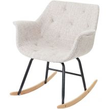 Fauteuil à bascule Malmö T820, rocking-chair, fauteuil basculant, relax, tissu, crème/gris