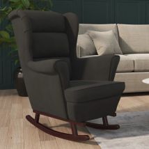 Fauteuil à bascule, Rocking chair, Chaise à bascule, Fauteuil de Relaxation et pieds en bois massif d'hévéa noir velours lqd8647 MaiosnChic