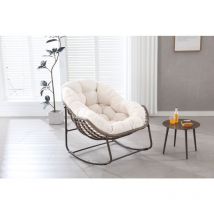 Liberté - Fauteuil à bascule rocking-chair confortable avec coussin épais pour intérieur et extérieur, blanc