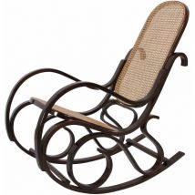 Décoshop26 - Fauteuil à bascule rocking chair couleur noyer rotin FAB04001