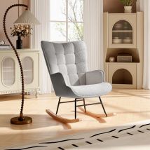 Blanketswarm - Fauteuil à bascule, rocking chair en molleton Teddy, rocking chair scandinave avec accoudoirs rembourrés, dossier haut, design