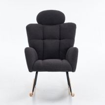 Liberté - Fauteuil à bascule Teddy Bear en tissu, tapisserie d'ameublement, gris