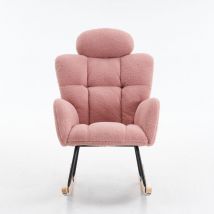 Liberté - Fauteuil à bascule Teddy Bear en tissu, tapisserie d'ameublement, rose