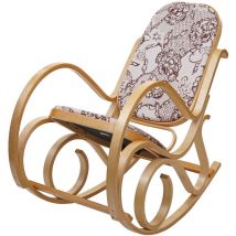 Mend - Fauteuil à bascule Tokyo bois massif aspect chêne tissu/textile jacquard marron