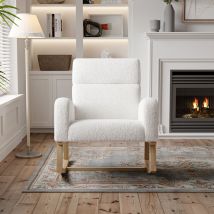 Sunfecili - Fauteuil à bascule,Fauteuil relax,Rocking chair,deux poches latérales, style Scandinave, base silencieuse antidérapante, sherpa, beige,