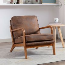 Retrok - Fauteuil à Cadre en Bois - Chaise Longue d'Appoint Moderne pour le Salon - Brun - brown
