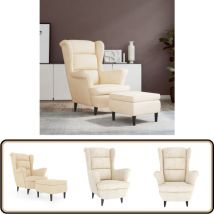 Vidaxl - Fauteuil à oreilles avec tabouret crème velours - Fauteuil Confort - Fauteuil Relaxant - Fauteuil Velours - Fauteuil Design - Fauteuil