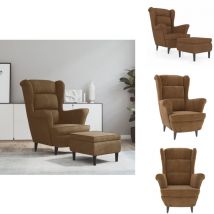 Vidaxl - Fauteuil à oreilles avec tabouret marron velours - Fauteuil Confort - Fauteuil Relaxant - Fauteuil Velours - Fauteuil Design - Fauteuil