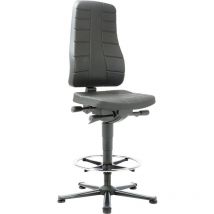Chaise de travail pivotante All-In-One Highline patins + anneau repose-pieds mousse structurée noir 570-830 mm
