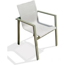 Dcb Garden - miami - Fauteuil de jardin empilable en alu kaki et toile plastifiée grise