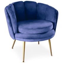 Cotecosy - Fauteuil arrondi Brenda Velours Bleu