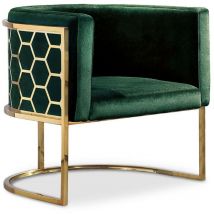 Cotecosy - Fauteuil arrondi Honey Velours Vert