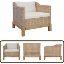 Vidaxl - Fauteuil avec coussins Rotin naturel - Fauteuil Rotin - Fauteuil Design - Chaise Confort - Mobilier Intérieur - Décoration Salon