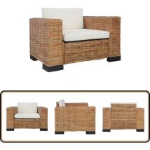 Vidaxl - Fauteuil avec coussins Rotin naturel - Fauteuil Rotin - Fauteuil Design - Chaise Lounge - Mobilier Intérieur - Décoration Intérieure