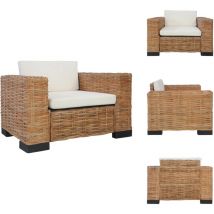 Fauteuil avec coussins Rotin naturel - Fauteuil Rotin - Fauteuil Design - Chaise Lounge - Mobilier Intérieur - Décoration Intérieure
