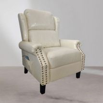 Toscohome - Fauteuil avec massage et dossier chauffant faux cuir beige - Wing