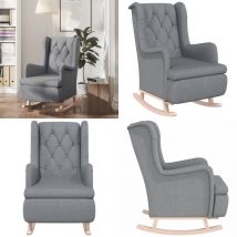 Vidaxl - Fauteuil avec pieds à bascule en bois d'hévéa Gris clair Tissu - Fauteuil Design - Fauteuil Confortable - Fauteuil Relaxant - Fauteuil