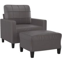Vidaxl - Fauteuil avec repose-pied Gris 60 cm Similicuir