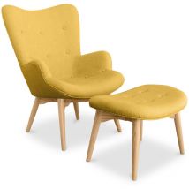 Privatefloor - Fauteuil avec repose-pieds Kontor - design scandinave Jaune