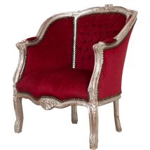 Fauteuil baroque 80x94x82 Fauteuil de salon rembourré Chaises avec accoudoirs Fauteuil de chambre en velours de style français