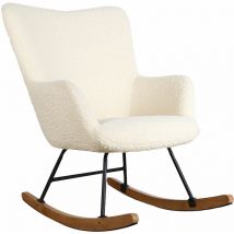 Fauteuil à bascule en tissu bouclette écru kaira