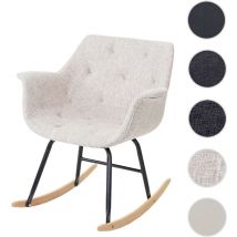 Mendler - Fauteuil à bascule Malmö T820, rocking-chair, fauteuil basculant, relax - tissu, crème/gris