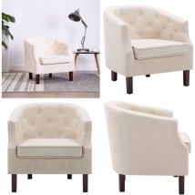 Vidaxl - Fauteuil beige tissu - Fauteuil Design - Fauteuil Moderne - Chaise Élégante - Mobilier Salon - Fauteuils Confortables - Home & Living