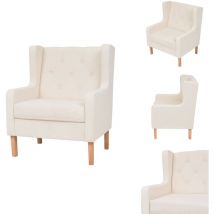 Fauteuil blanc crème tissu - Fauteuil Confortable - Fauteuil Design Sobre - Fauteuil Blanc - Chaise Relaxante - Meuble Salon