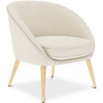 Privatefloor - Fauteuil avec Accoudoirs En Bouclette Fausse Fourrure Tapissée - Boucles Blanches - Pimba Blanc
